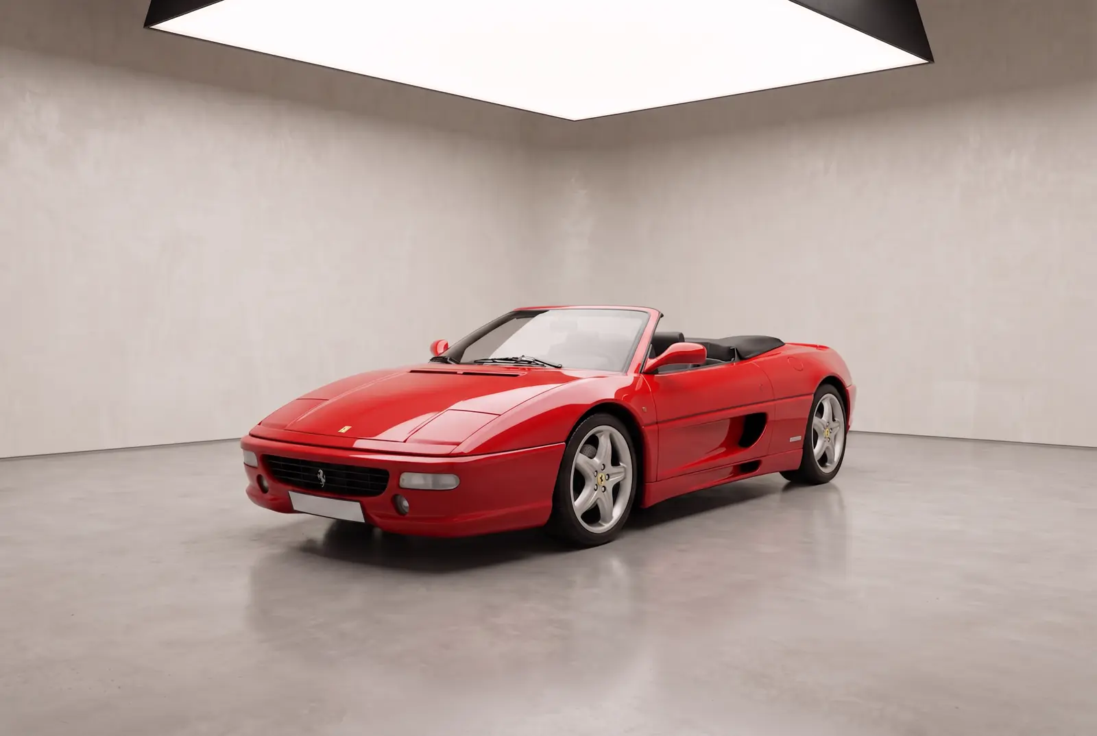 Ferrari F355 Spider, capote ouverte, prête au départ